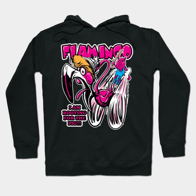 Piggy chasing a Flamingo Hoodie by eShirtLabs